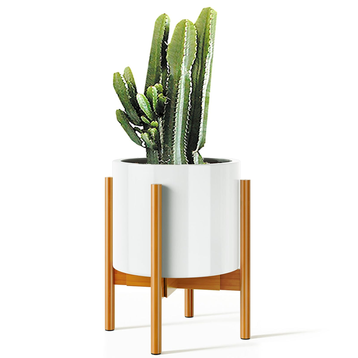 MUDEELA plant stand adjustable-8-12-inch-pots in natural bamboo for versatile pot sizes