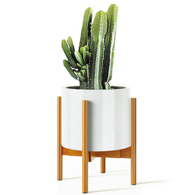 MUDEELA plant stand adjustable-8-12-inch-pots in natural bamboo for versatile pot sizes