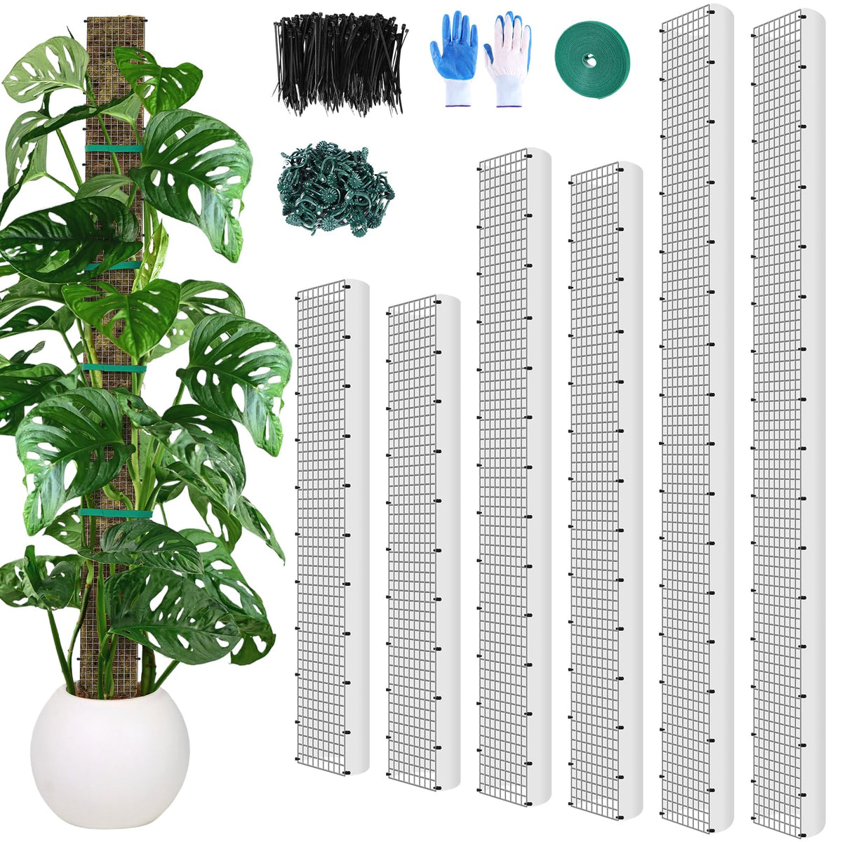Muderek moss pole set supports tall climbing plants with 24, 40, and 60 inch heights.