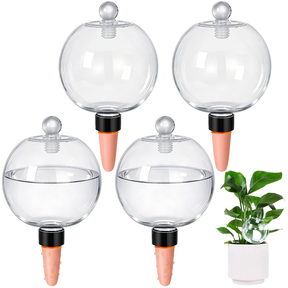 MUDEREK 26oz top-fill globes ready for use, designed for reliable plant hydration.