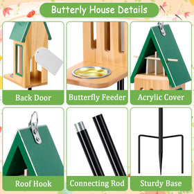 MUDEREK butterfly feeder tray with water and nectar attracts pollinators.