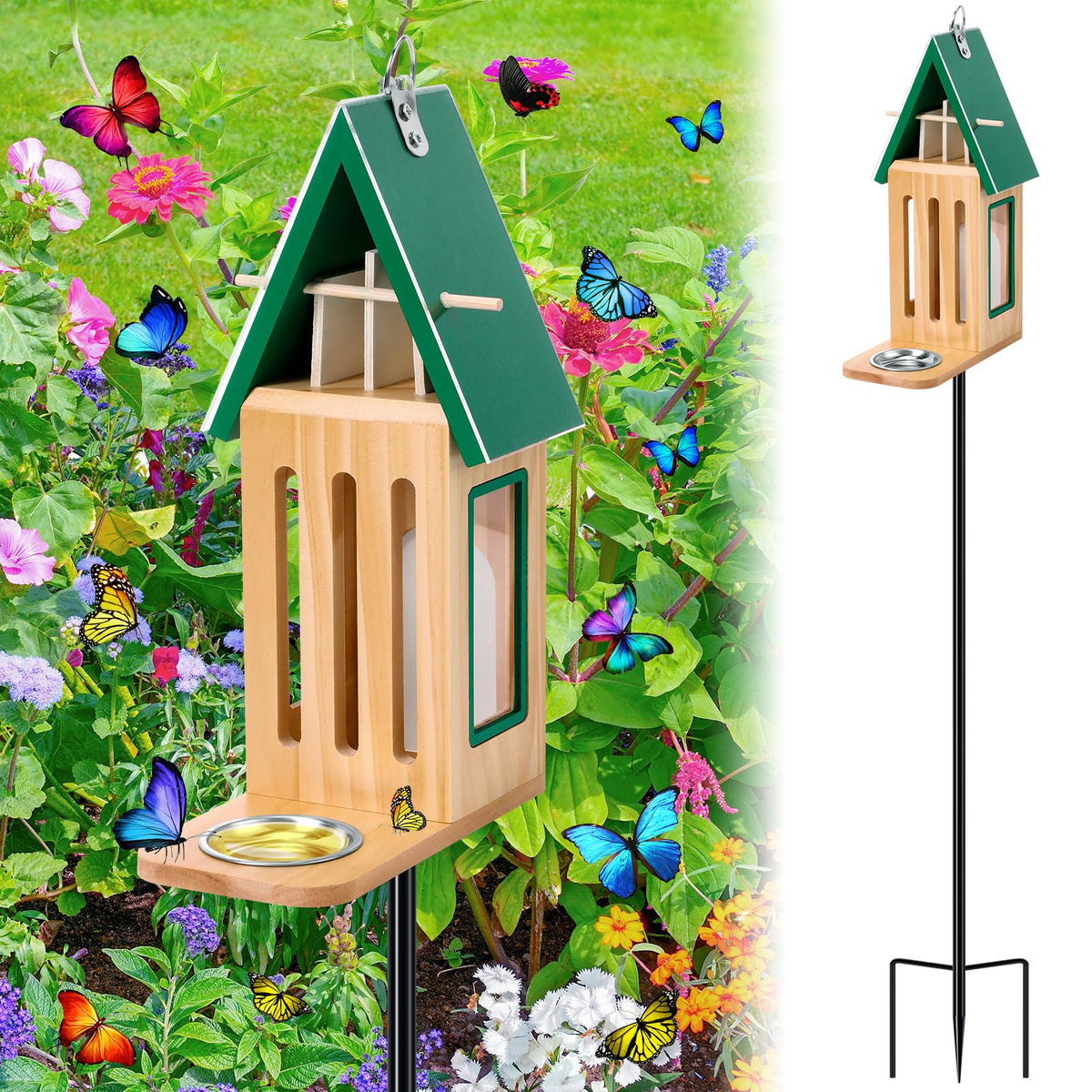 MUDEREK garden butterfly kit includes house and feeder for outdoor use.