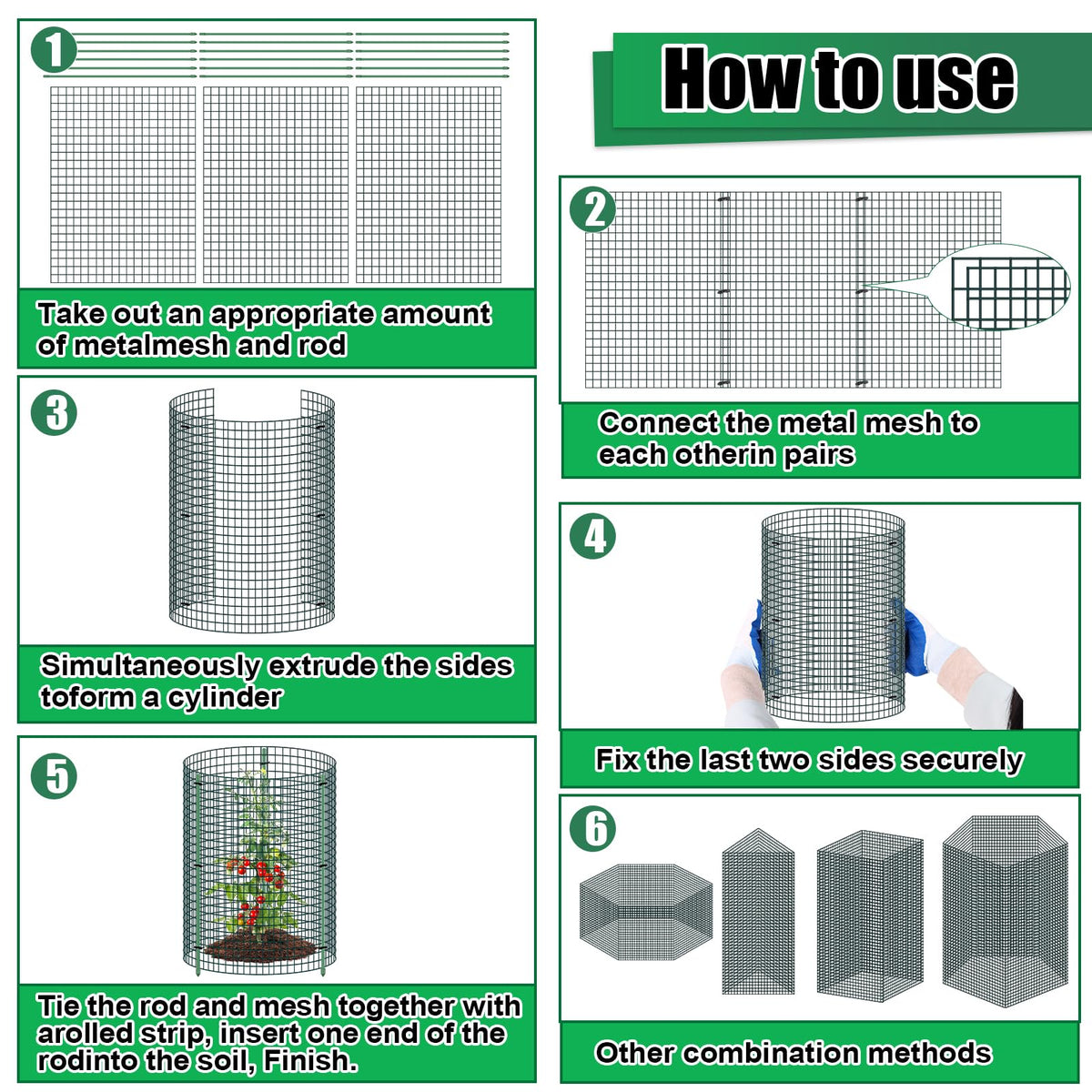 MUDEREK package includes stakes, nylon ties, labels, and gloves for setup