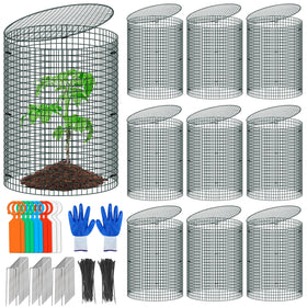 Muderek wire plant protector with cover guards shrubs from rabbits while letting light through