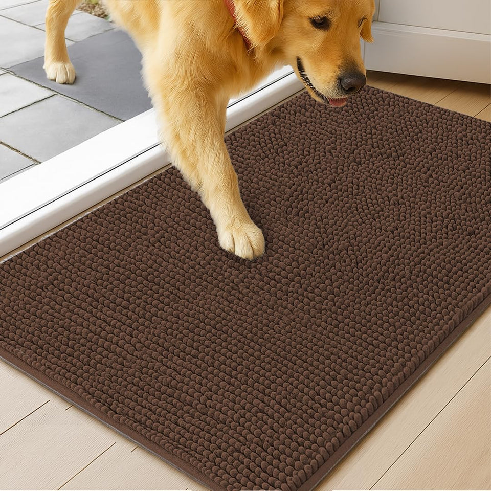 MudGuard Mat dog door mat soaks moisture from muddy paws for clean entryways.