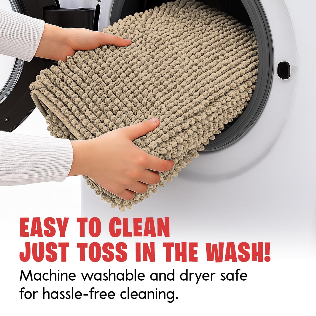 MudGuard Mat non-slip back stays secure on tile for safe stepping.