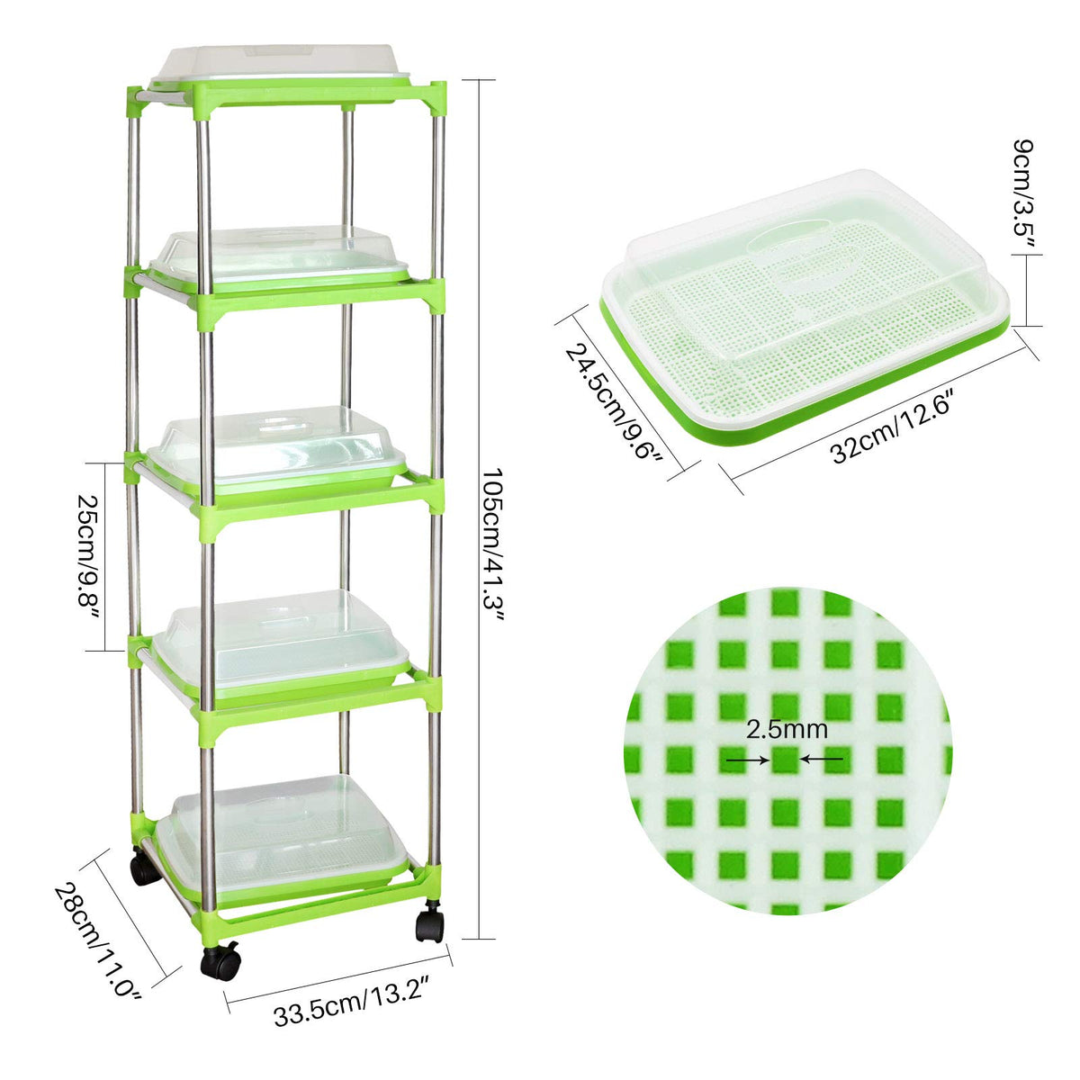 MUDUOBAN seed sprouter trays with clear lid enabling easy monitoring of sprouts