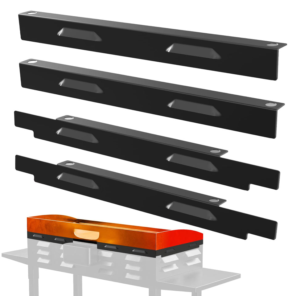 Mudvime magnetic wind guards on Blackstone 36-inch griddle side view for steadier cooking.