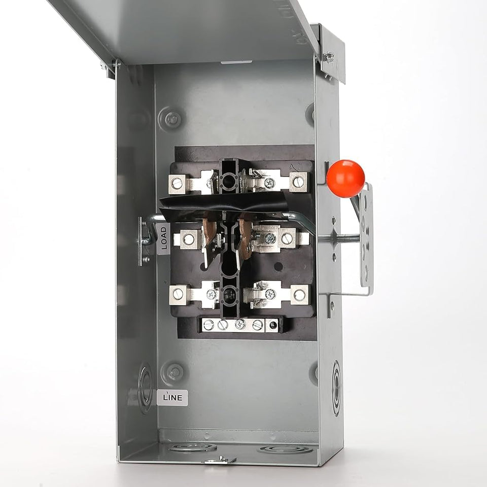 MUJURUR 100A transfer switch outdoor galvanized steel housing protects power in all weather.