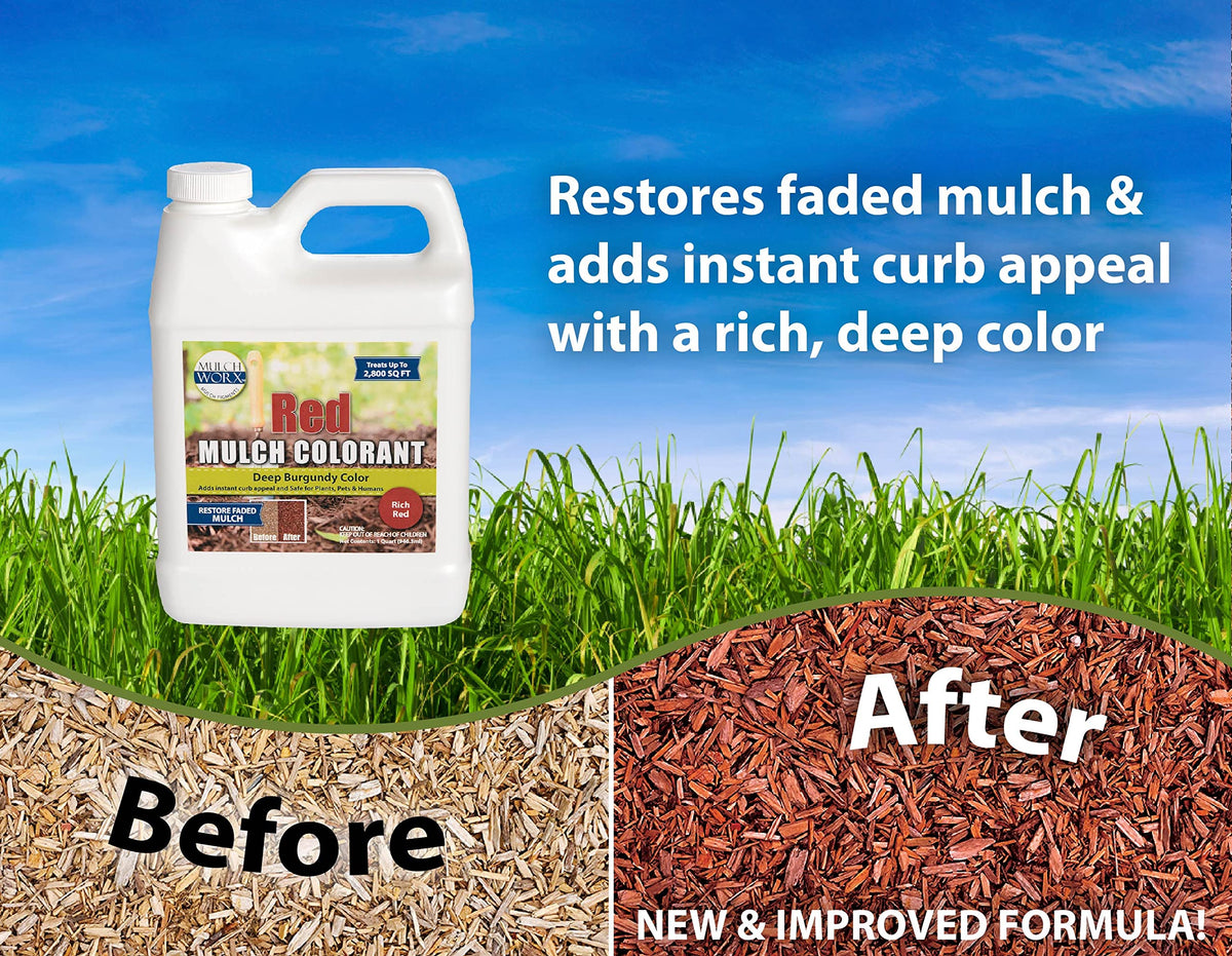 Product mix and dilution for quick, even application on faded mulch.