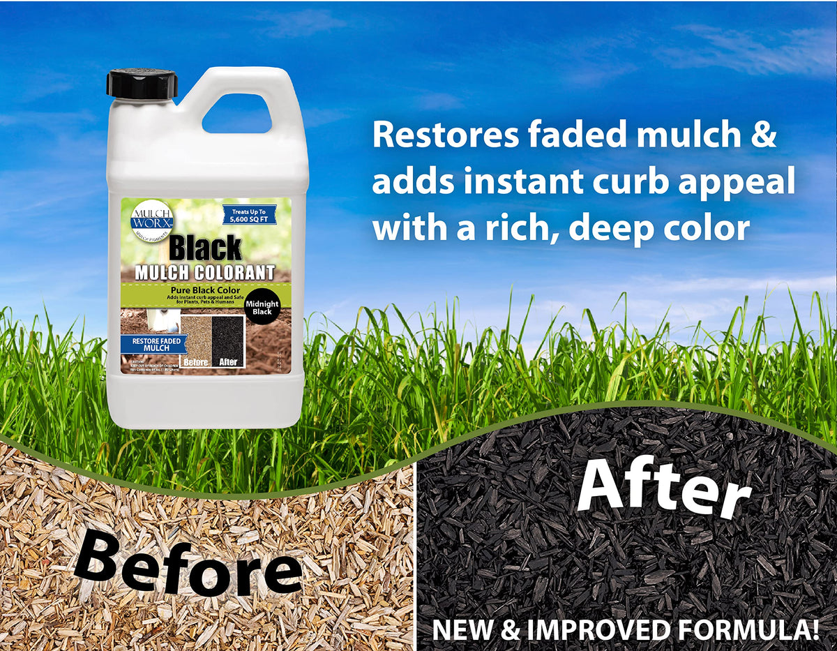 Mulch Worx black color concentrate being mixed with water for even shade.