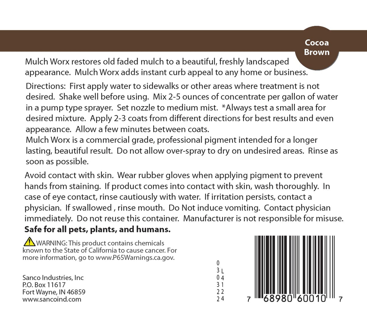 Non-toxic Mulch Worx safe for plants and pets