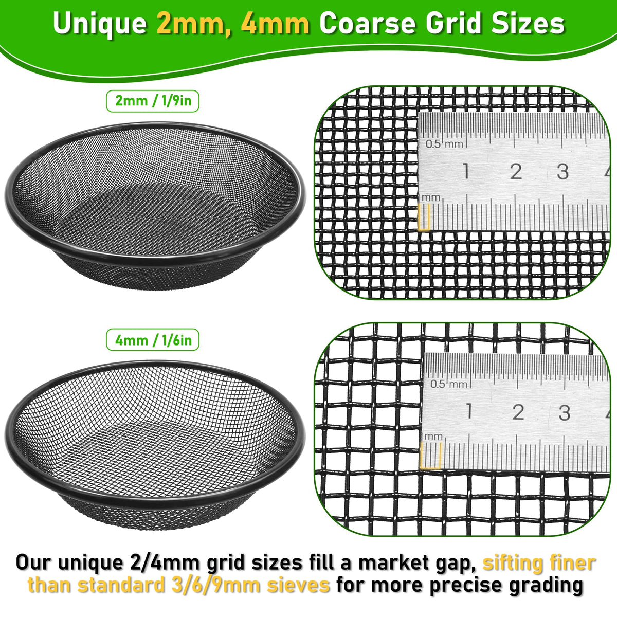Mulctun 2mm grid close-up for fine particle screening