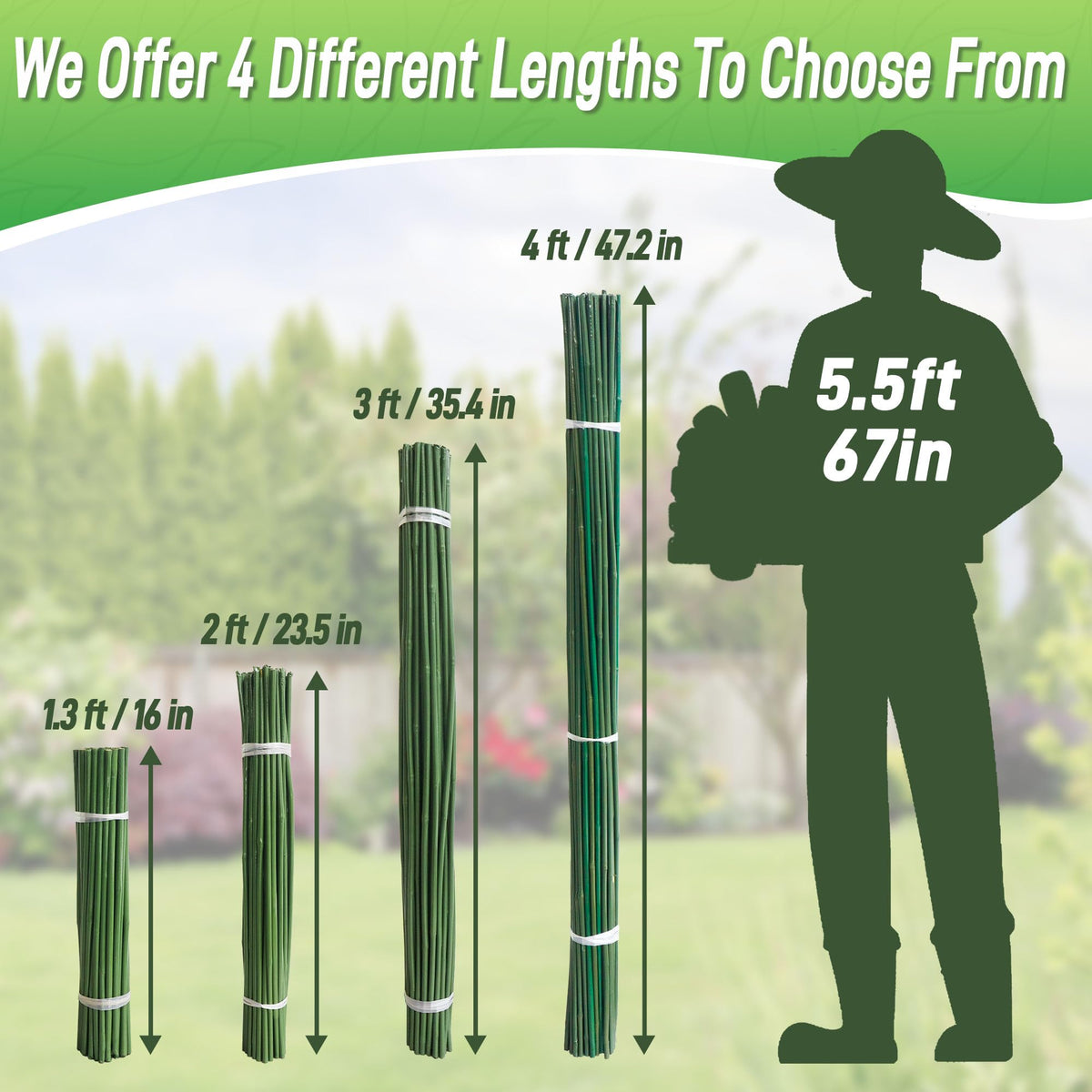 Natural bamboo with eco-friendly finish blends with greenery.
