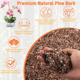 Mulctun orchid bark potting mix 29qt bulk container aids long-term orchid health