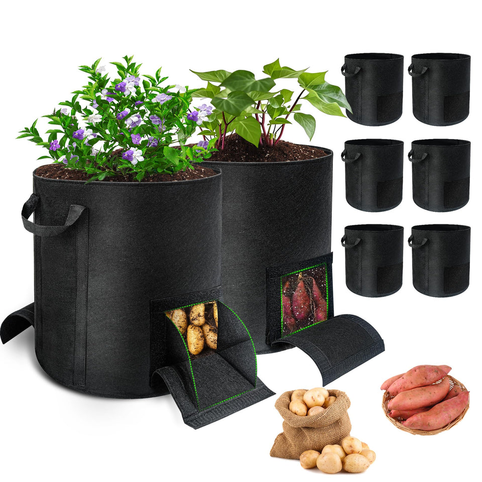 Mulctun potato grow bag dual window enables clean harvesting and soil visibility.