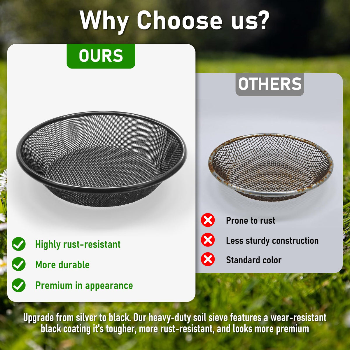 Mulctun soil sifter designed for perfect 5-gallon bucket fit for efficient use.