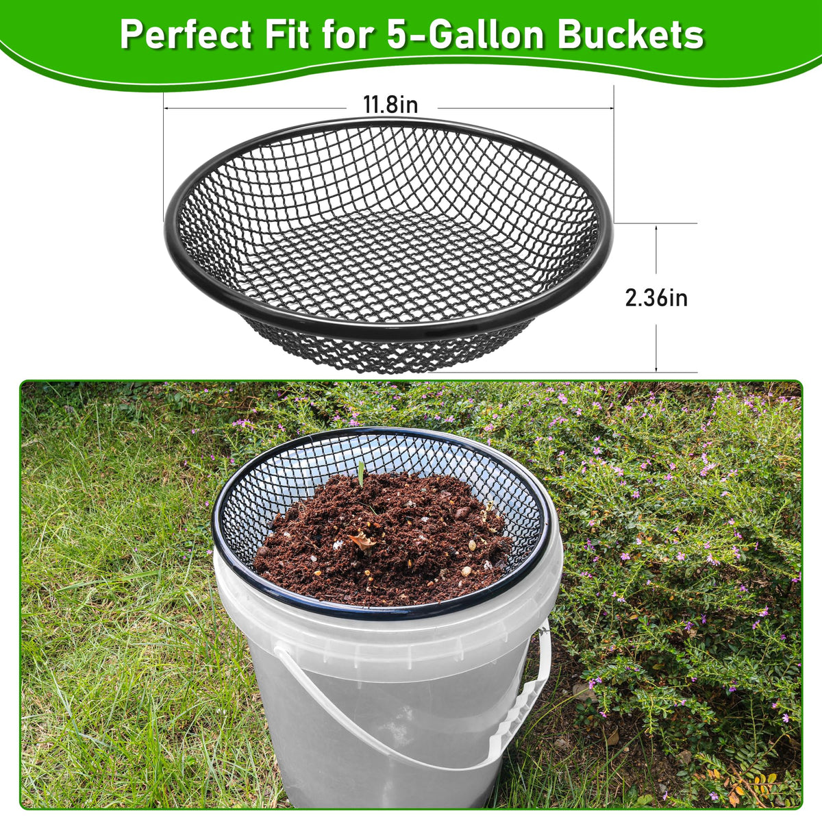 Mulctun soil sifter black finish emphasizes rust resistance and premium look