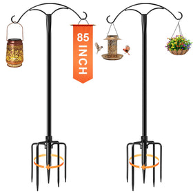 MuliVid 85-inch shepherds hook with five-prong base for stable garden displays