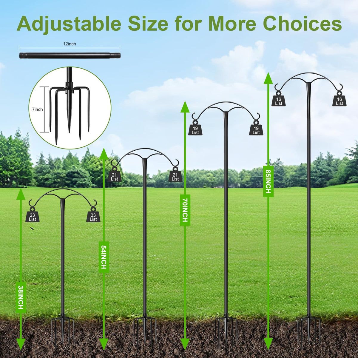 MuliVid heavy-duty shepherds hook vertical pole supports hanging objects securely