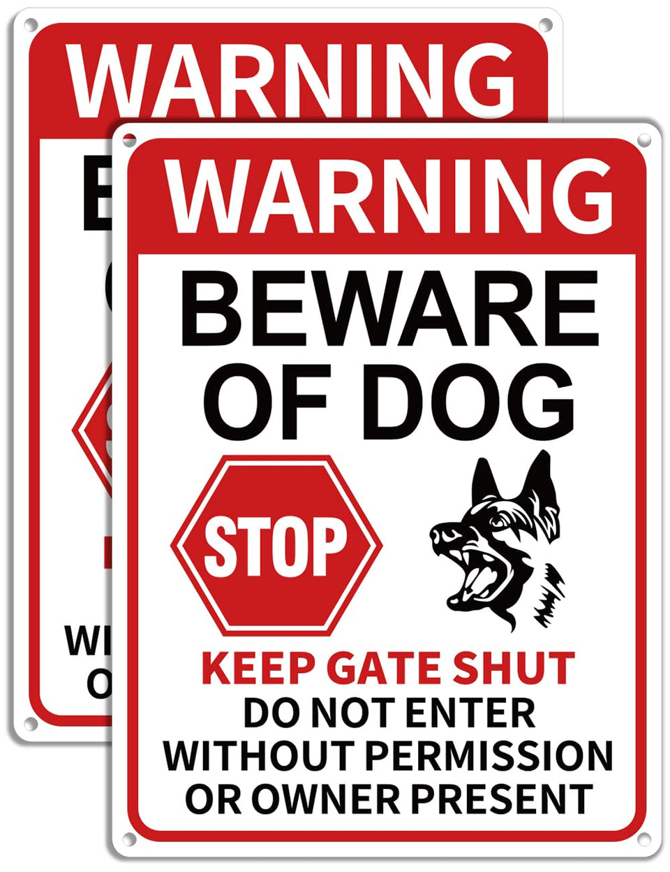 Multiwins beware of dog sign front view with large text for distance readability