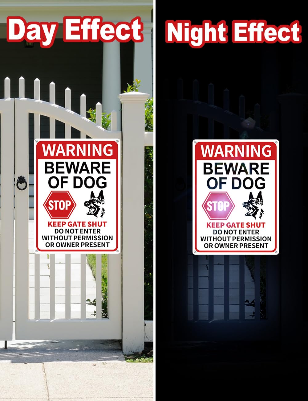 Reflective surface on the Multiwins sign catches light after dark for better awareness