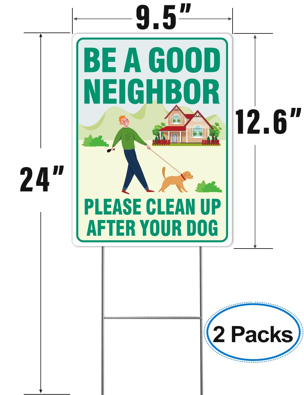 Multiwins clean up sign 12.6 x 9.5 inches back view high visibility from all angles