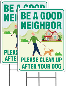 Multiwins clean up sign 12.6 x 9.5 inches front view high visibility reminder for dog walkers