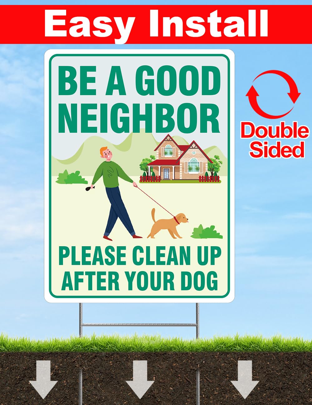 Double-sided Multiwins dog sign offers visibility from both directions