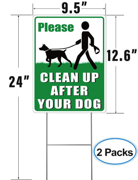 Multiwins double-sided dog cleanup sign readable from multiple angles