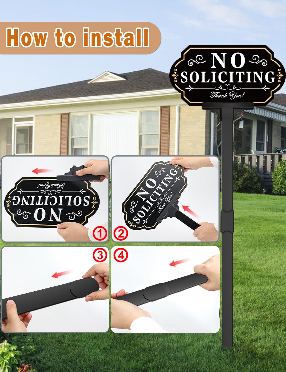 Multiwins white-02 yard sign blends with home style and signals privacy.