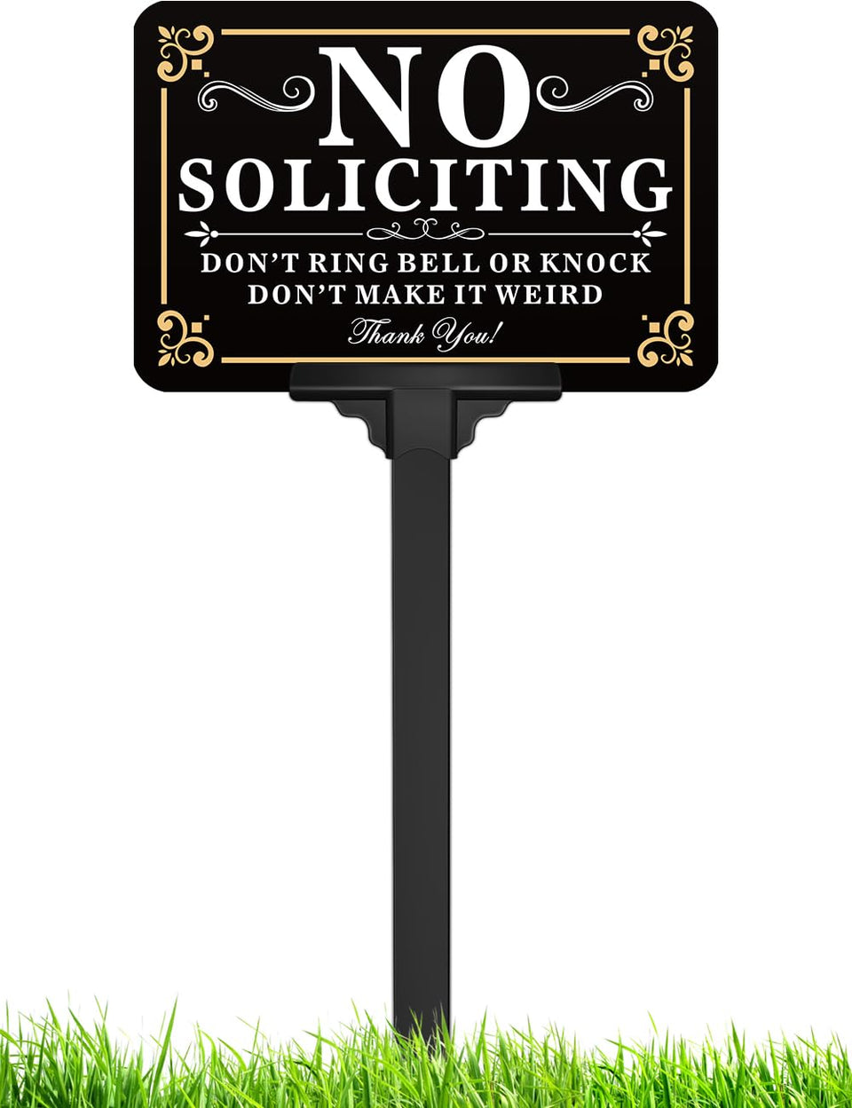 Multiwins no soliciting sign on a stake at 14 inch height for quick placement.