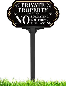 Multiwins no soliciting sign on a stake with adjustable height for yards.