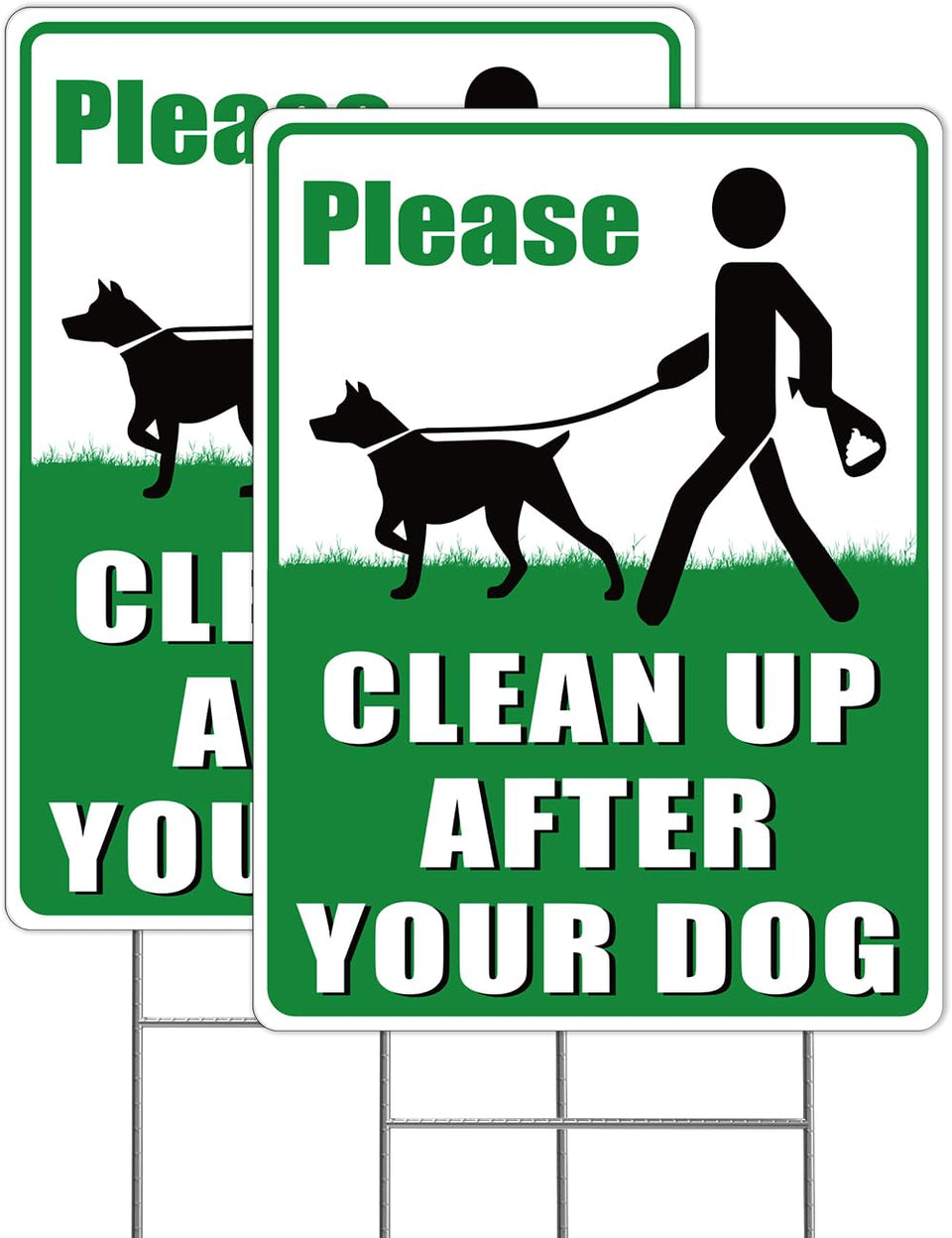 Multiwins two-pack dog cleanup sign with stake for clear yard visibility and reminder