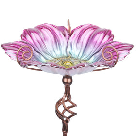 MUMTOP 31-inch glass birdbath base provides stable yard placement.