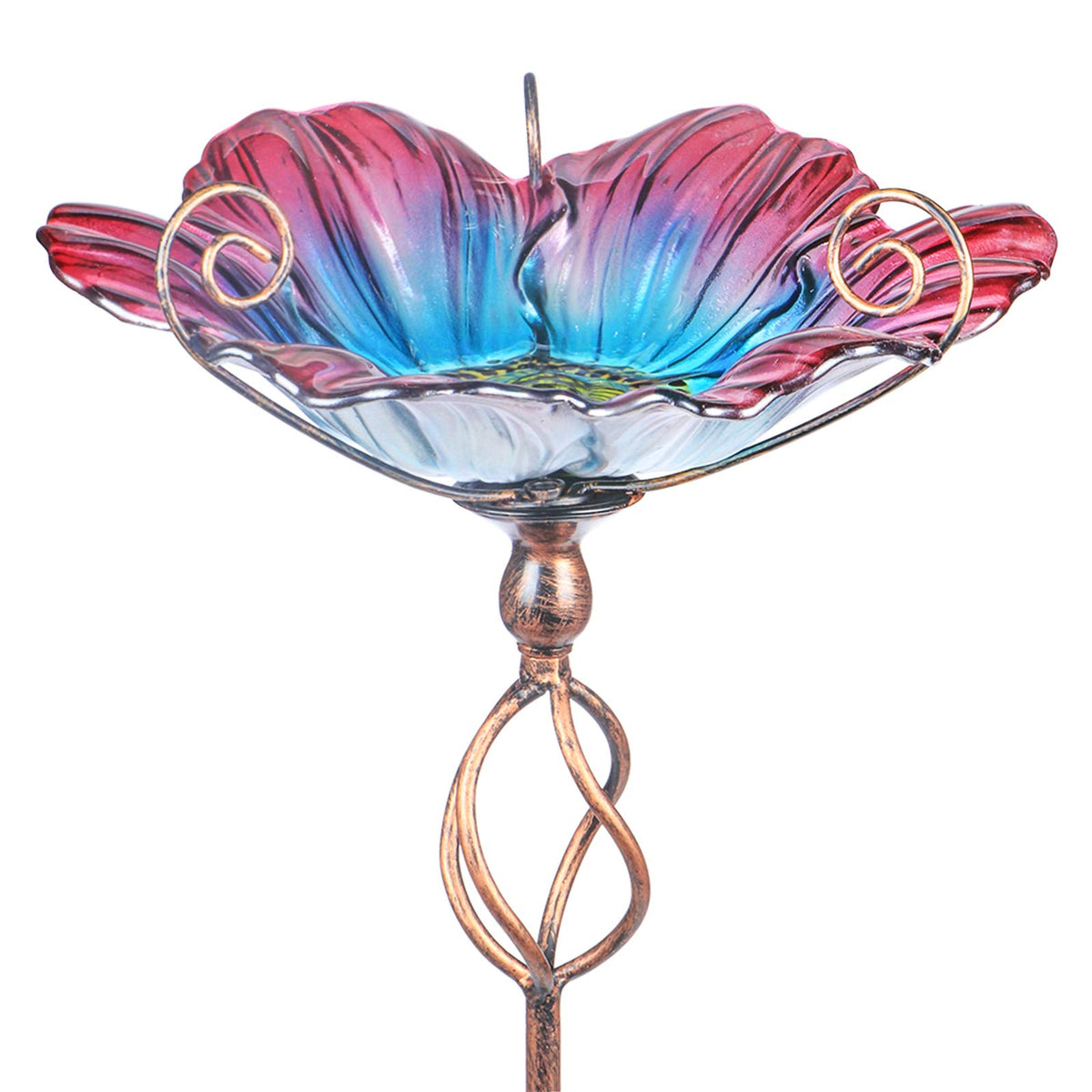 MUMTOP 31-inch glass birdbath on a stake for stable yard display.