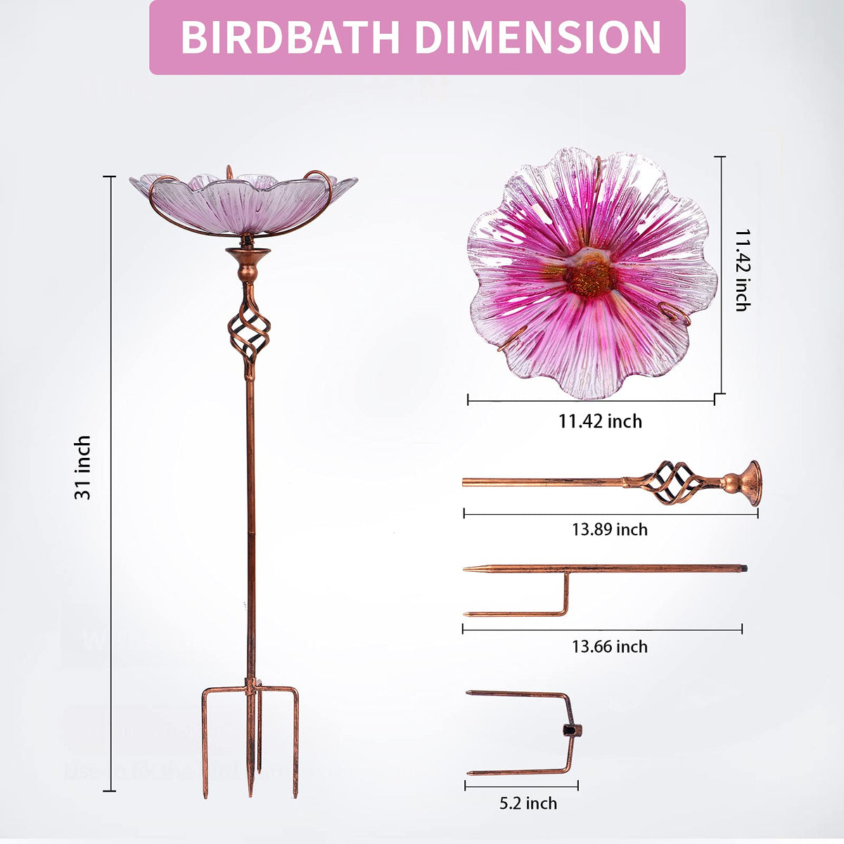 MUMTOP assembled birdbath in yard creates a charming focal point.