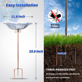 MUMTOP bird bath on a metal stake provides stable outdoor display.