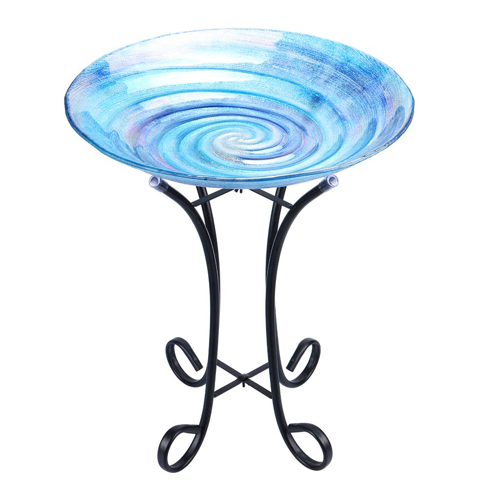 MUMTOP birdbath dimensions 18-inch diameter and 21.65-inch height.