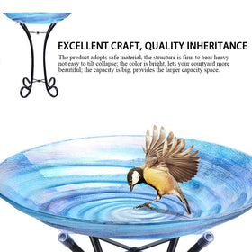 MUMTOP birdbath in garden setting inviting birds to visit.