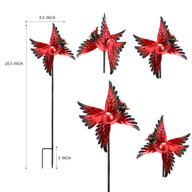 MUMTOP Cardinal Wind Spinner stake setup demonstrates quick, tool-free assembly.