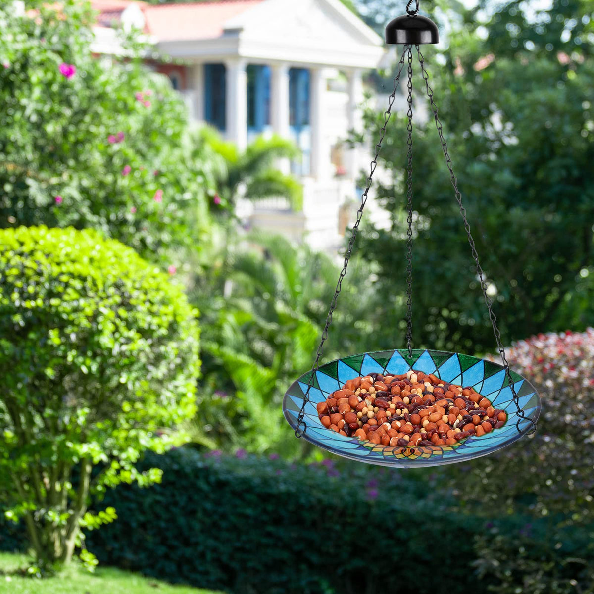 MUMTOP vibrant kaleidoscope bath enhances garden decor while attracting birds.