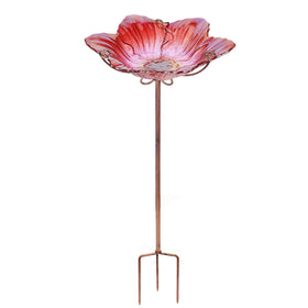 MUMTOP flower-pattern glass bird bath adds color and attracts birds to your garden.