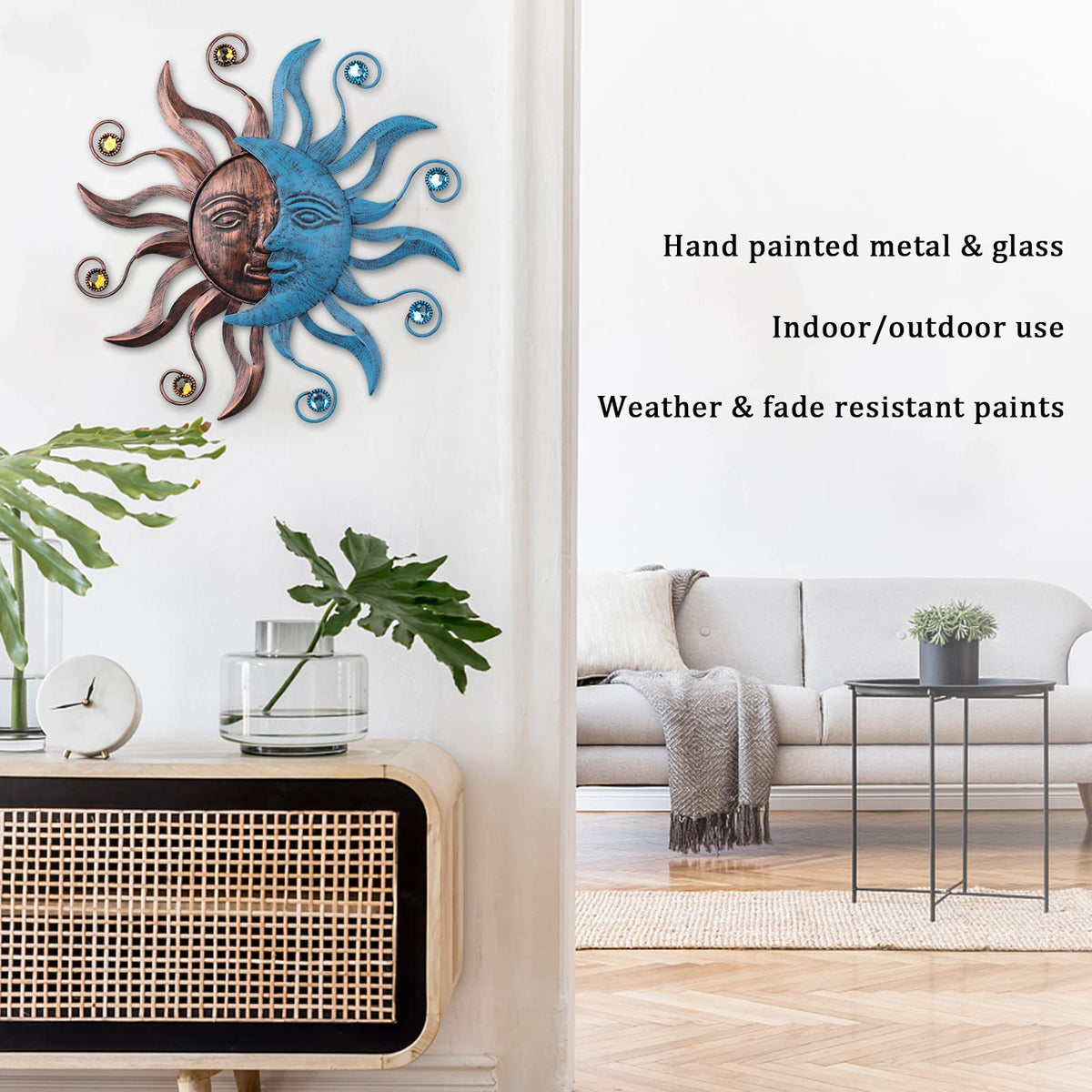 MUMTOP sun moon wall art fits fences, terraces, and entryways