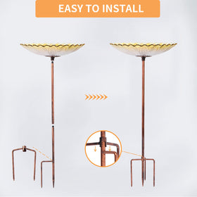 MUMTOP Glass Bird Bath outdoor-ready and weatherproof.