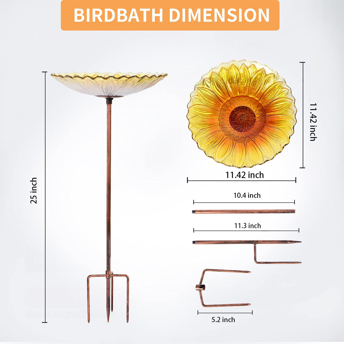 MUMTOP Glass Bird Bath water or food option supports garden visitors.