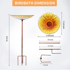 MUMTOP Glass Bird Bath water or food option supports garden visitors.