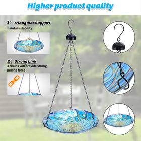 MUMTOP glass bird bath doubles as seed feeder for outdoor bird watching.
