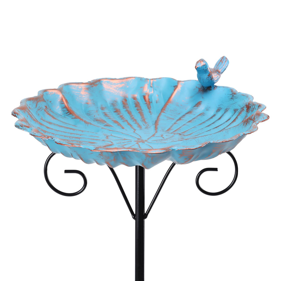 MUMTOP metal birdbath base with three-pronged stability for secure outdoor placement.