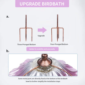 MUMTOP outdoor-durable birdbath withstands rain and sun for long use.